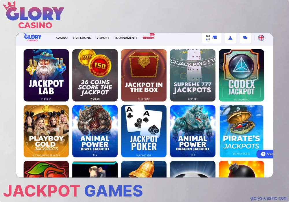 Jackpot games available in Glory Casino গৌরব ক্যাসিনো Bangladesh