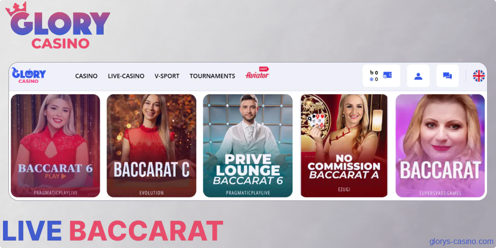 Live Baccarat options available in Glory Casino গৌরব ক্যাসিনো