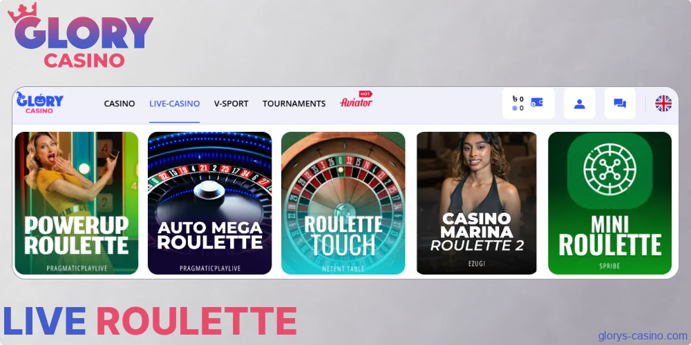 Live Roulette options available in Glory Casino গৌরব ক্যাসিনো