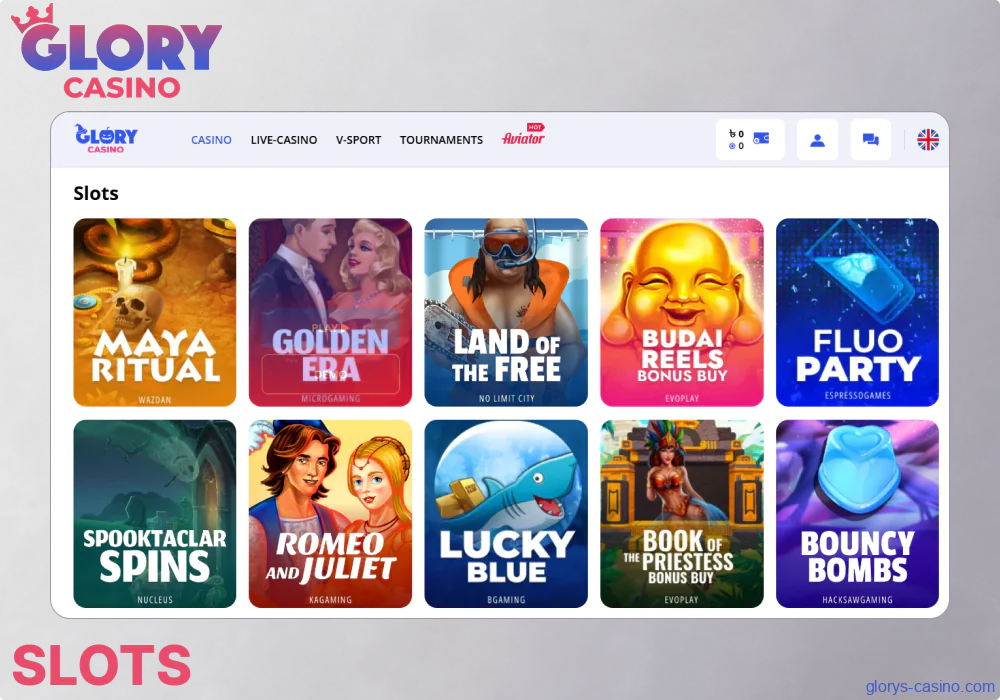 Slot games available in Glory Casino গৌরব ক্যাসিনো Bangladesh